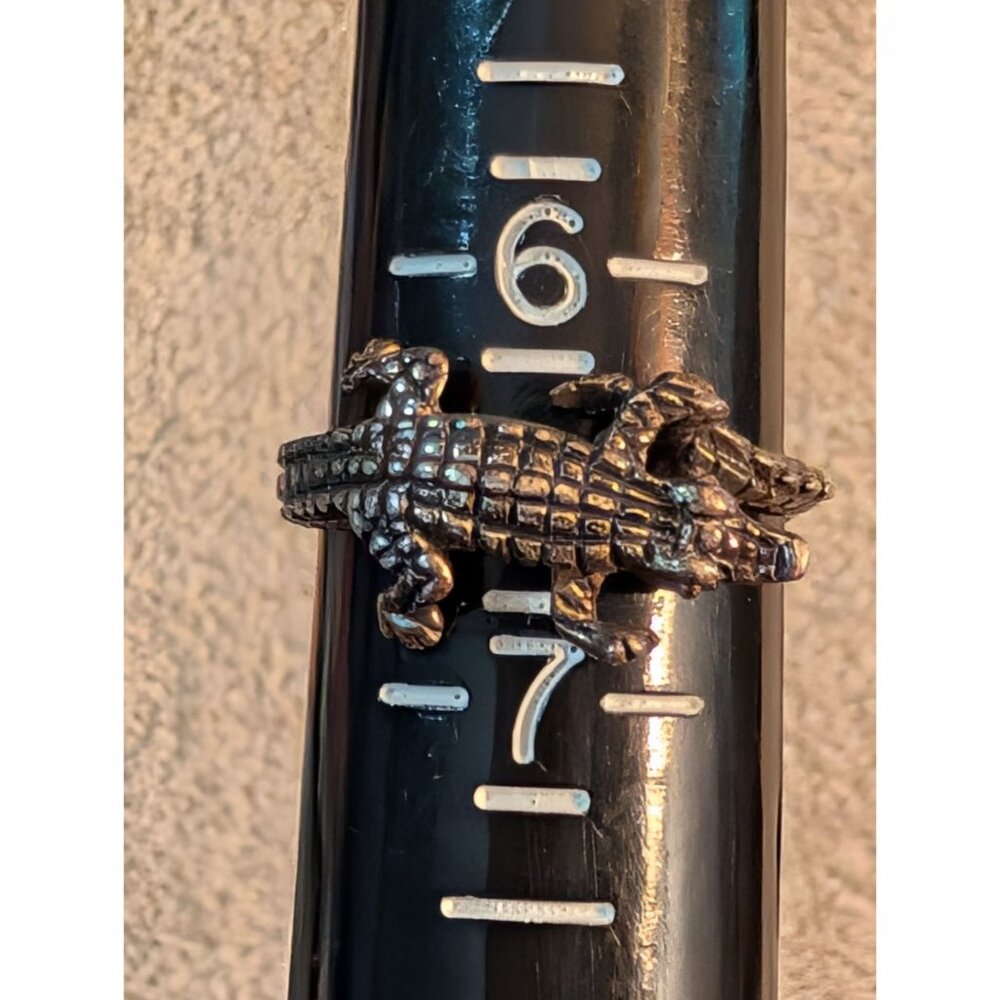 Sterling Silver Alligator Bypass Ring Sz 6.5 Textured Crocodile Design - Picture 2 of 15
